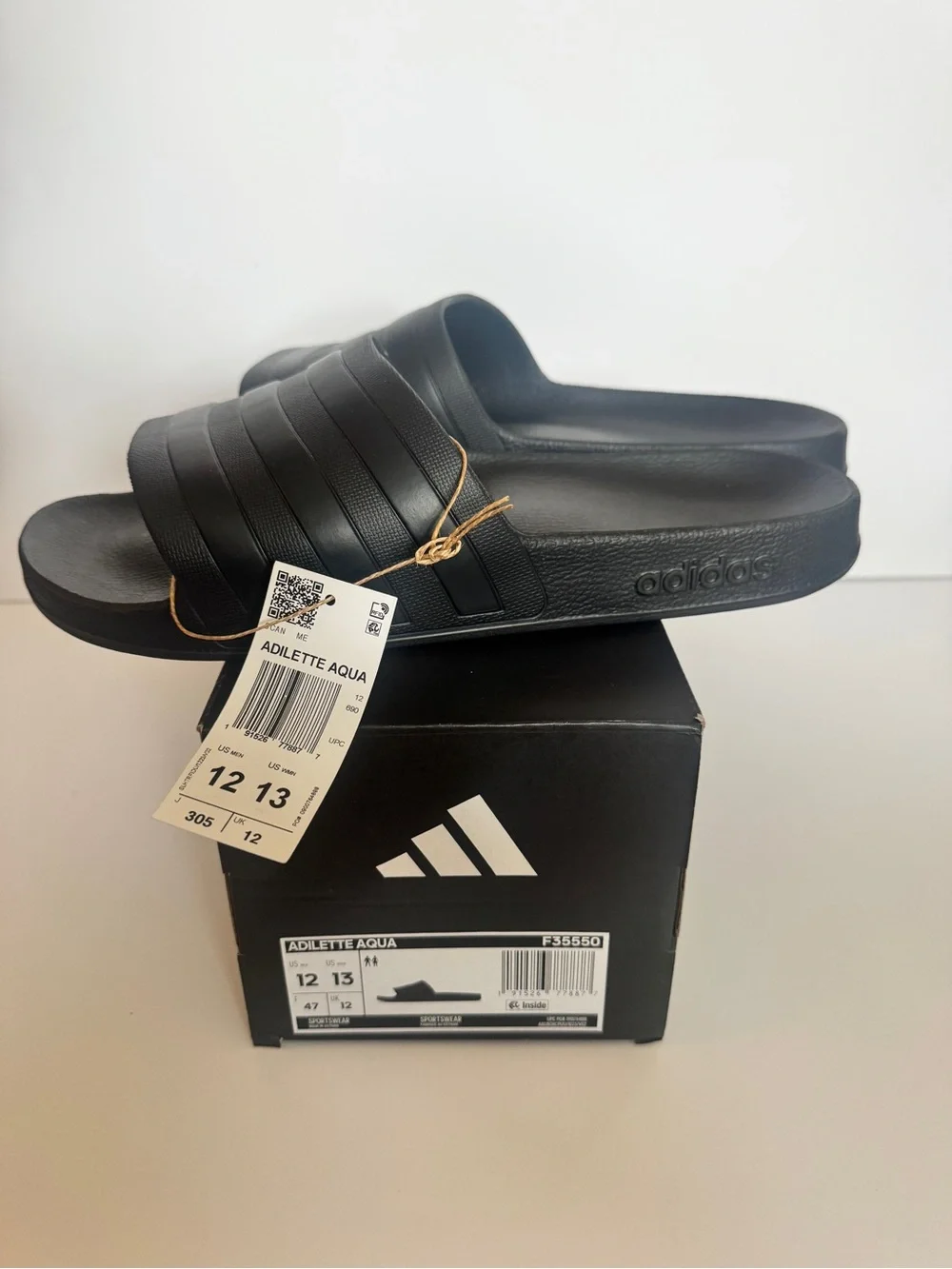 NEW adidas Black Adilette Aqua Slide Sandals